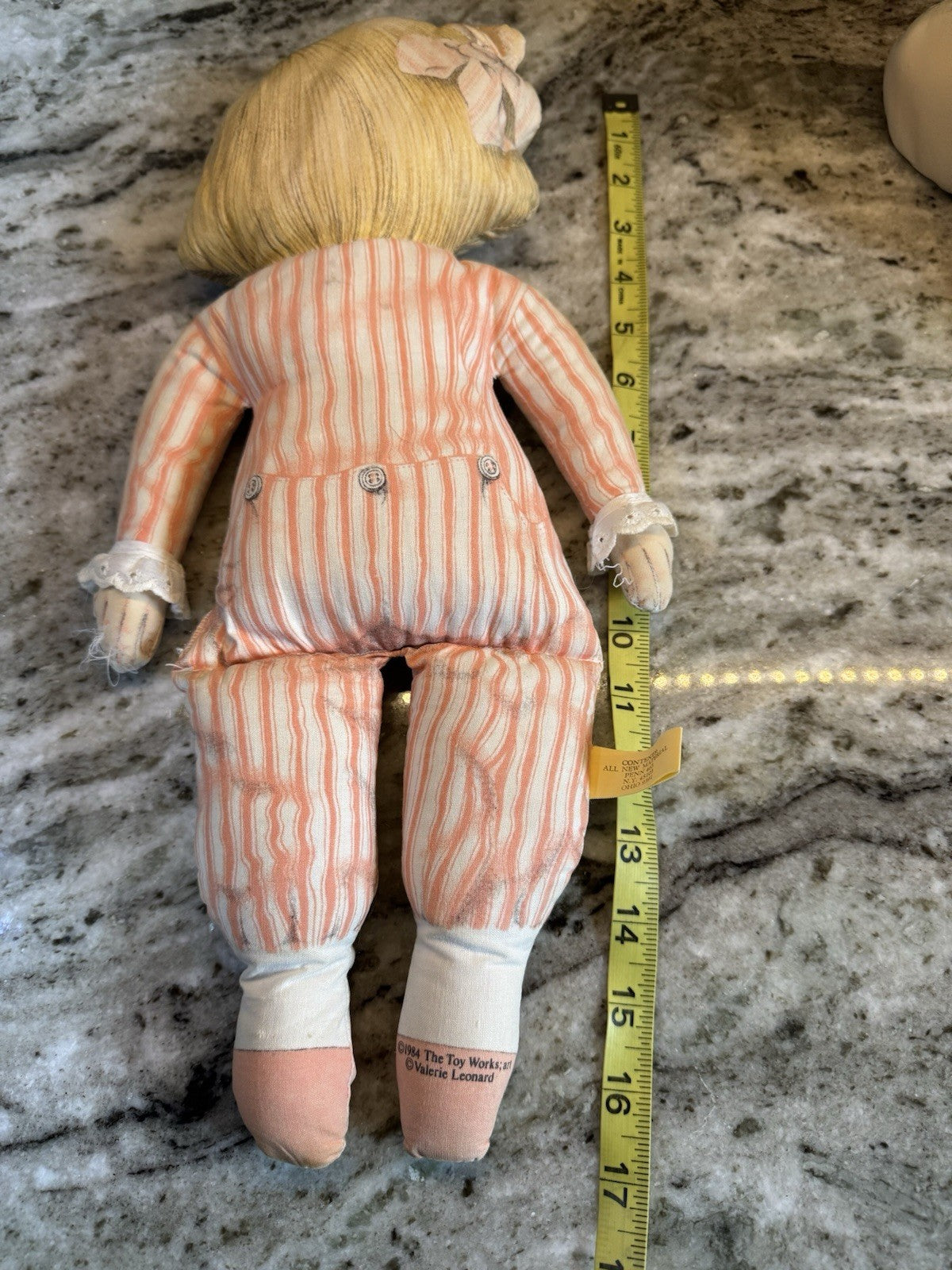 VTG 1984 Valerie Leonard The Toy Works Art Cloth Doll Blonde Blue Eyes Pajamas