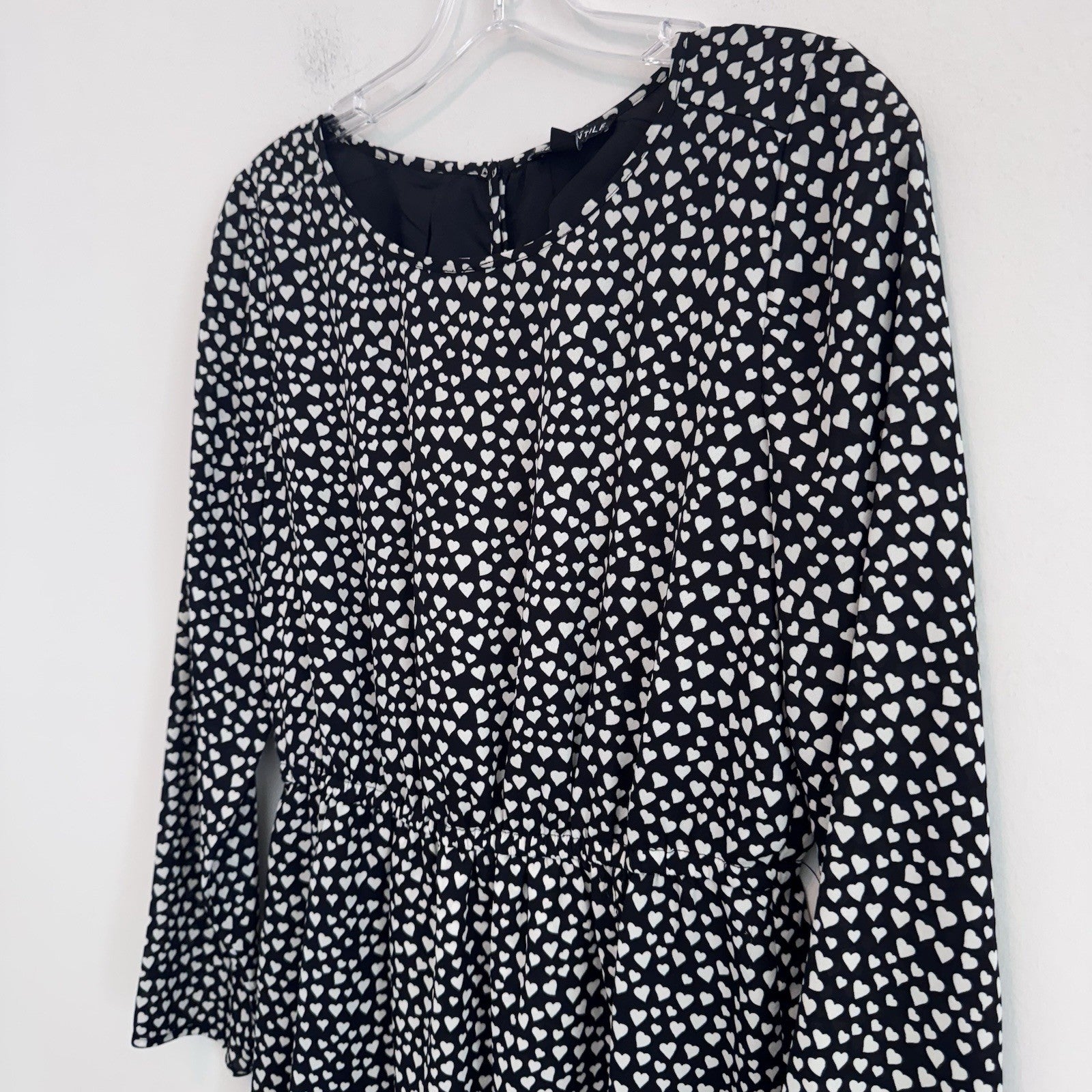 J.Crew Mercantile Heart Print Dress Women’s Size 4 Black White Long Sleeve