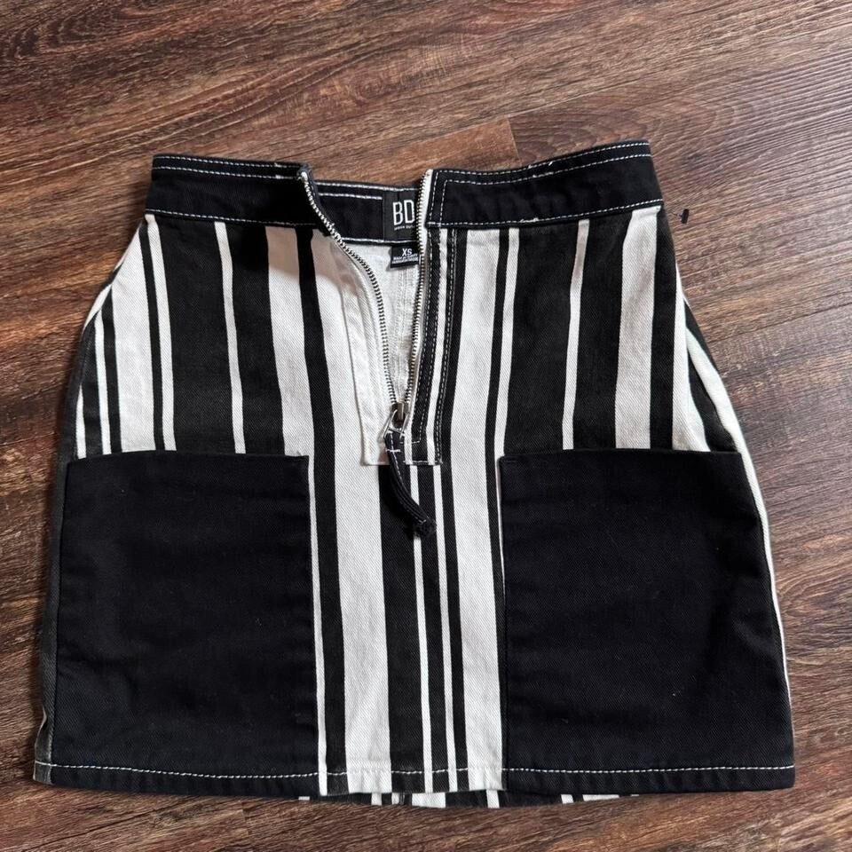 BDG Ruby Striped Zip-Front Skirt