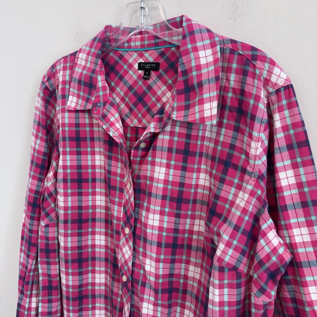 Talbots Women’s Plus 1X Top Lot Plaid Floral Cardigan Cotton 3Pc