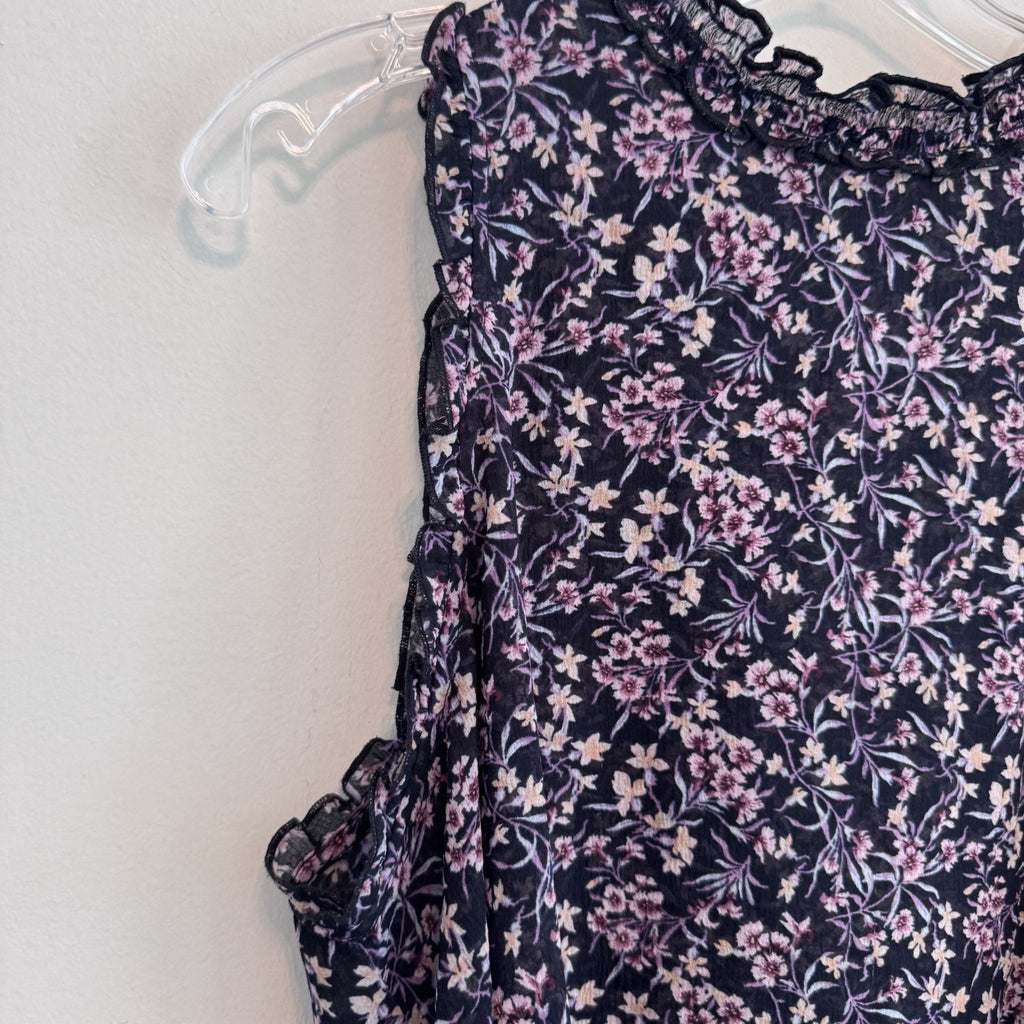 AE American Eagle Floral Ruffle Sleeveless Blouse Top Women XL Boho