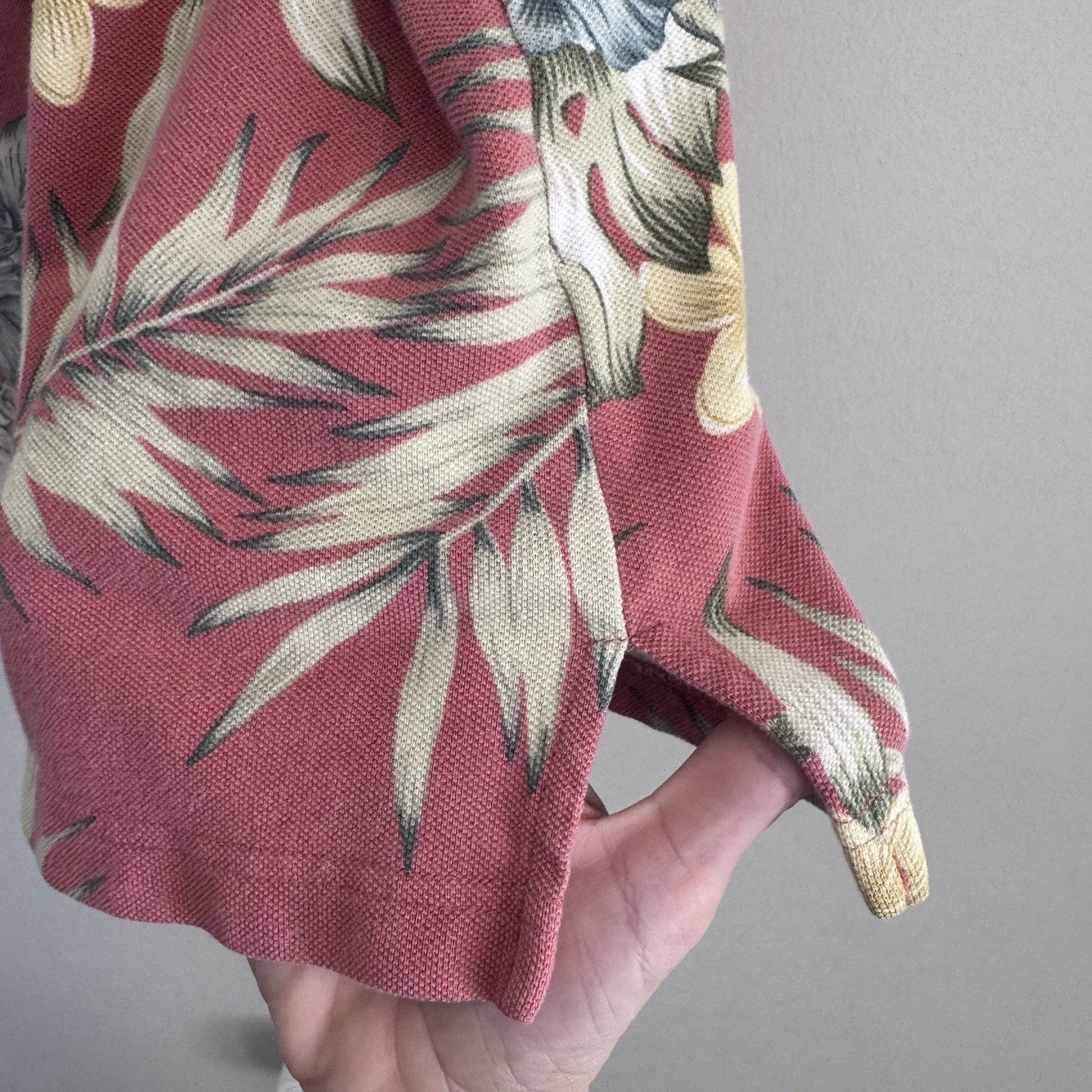 Vintage Tommy Bahama Polo Shirt M Pink Floral 100% Cotton Y2K