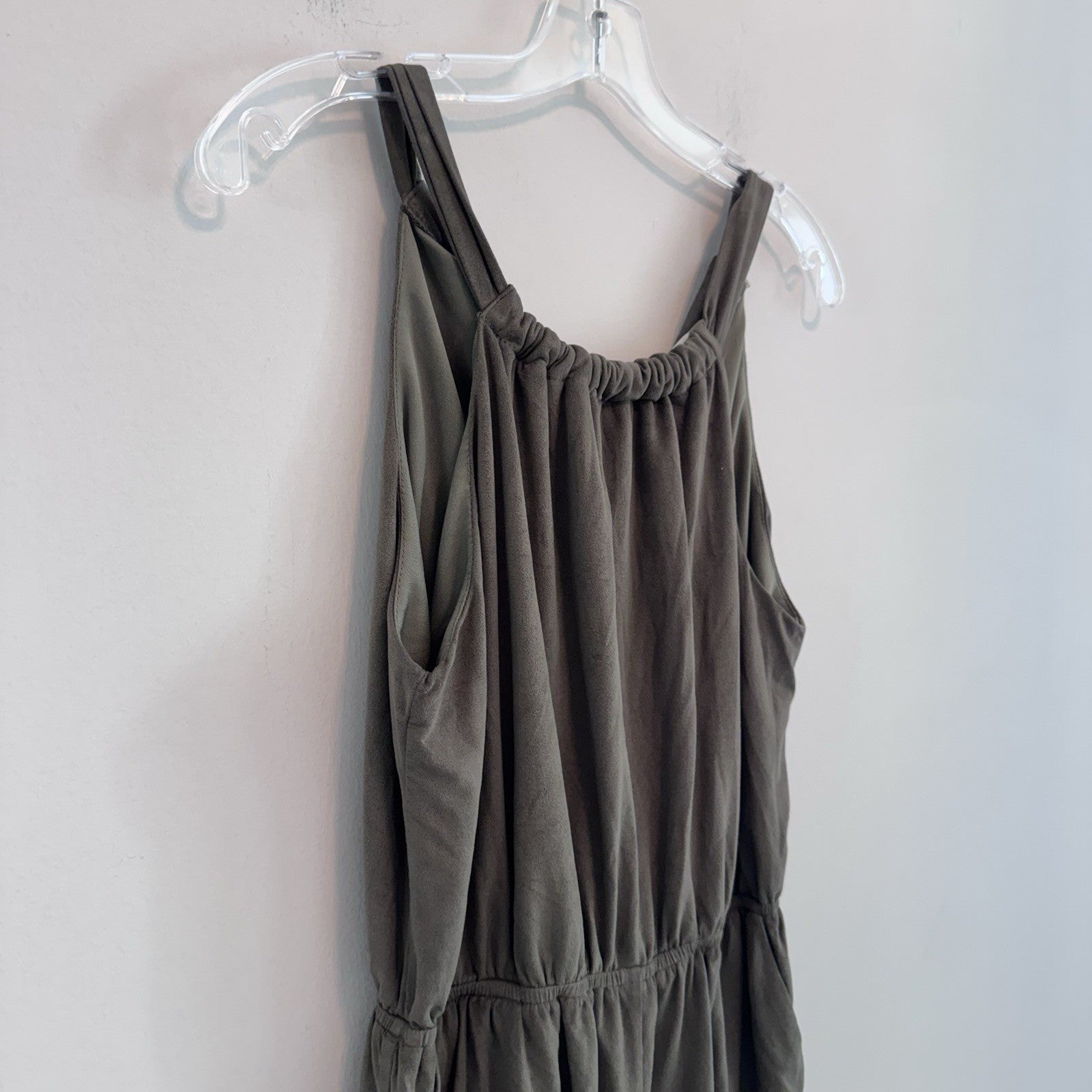 Altar’d State Olive Green Romper M Lace Trim Open Back Boho Festival