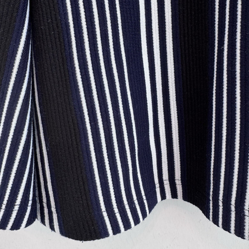 H&M Striped Skater Skirt Women Medium Navy White Fit Flare Preppy