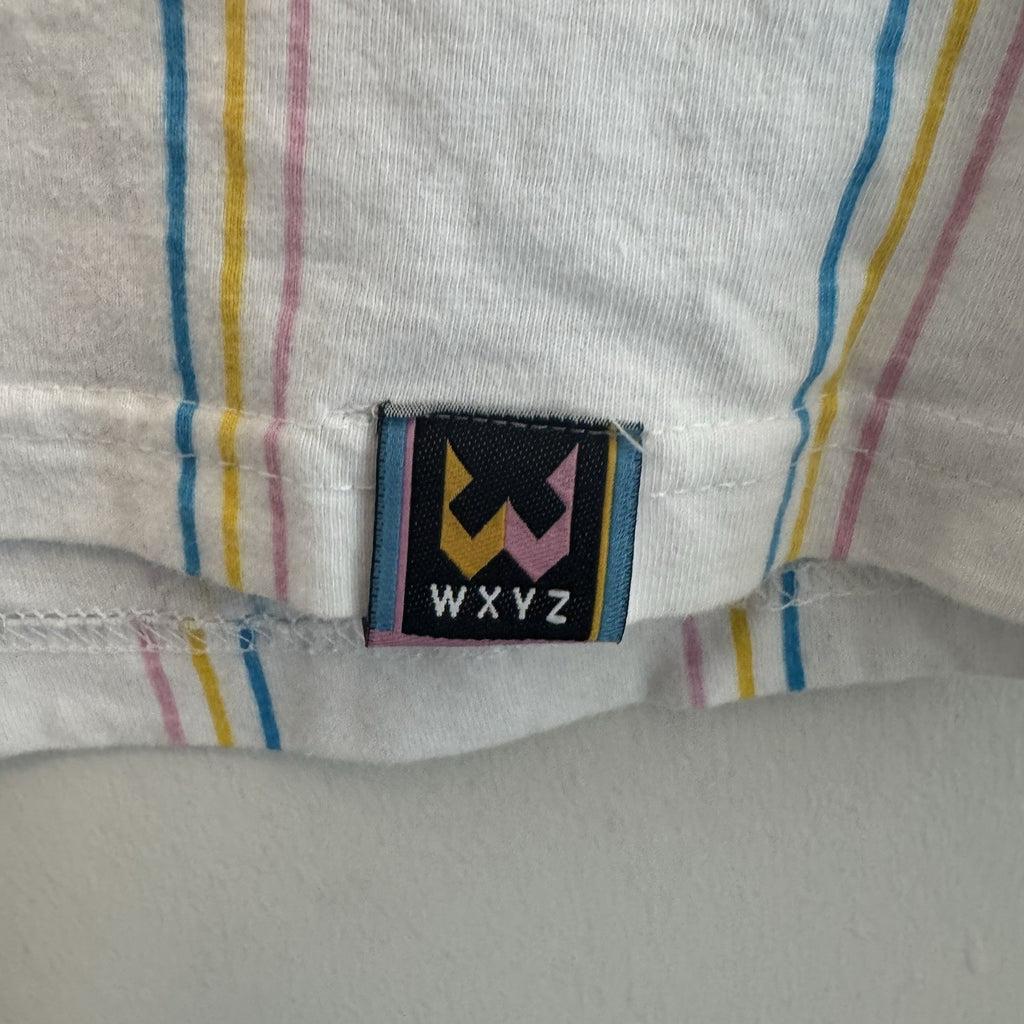 WXYZ No Cap Striped T Shirt Mens XL White Pastel Skate Streetwear Tee