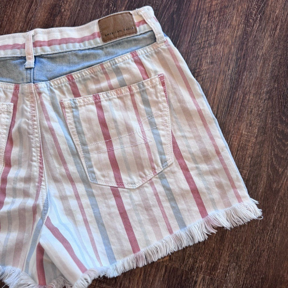 American Eagle Outfitters AEO Red White Blue Patriotic Mom Shorts Jean Size 4