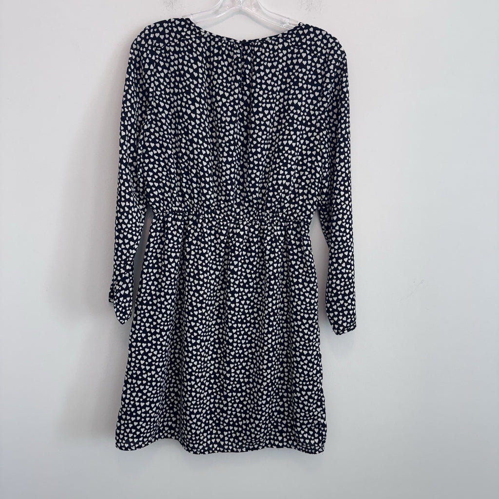 J.Crew Mercantile Heart Print Dress Women’s Size 4 Black White Long Sleeve