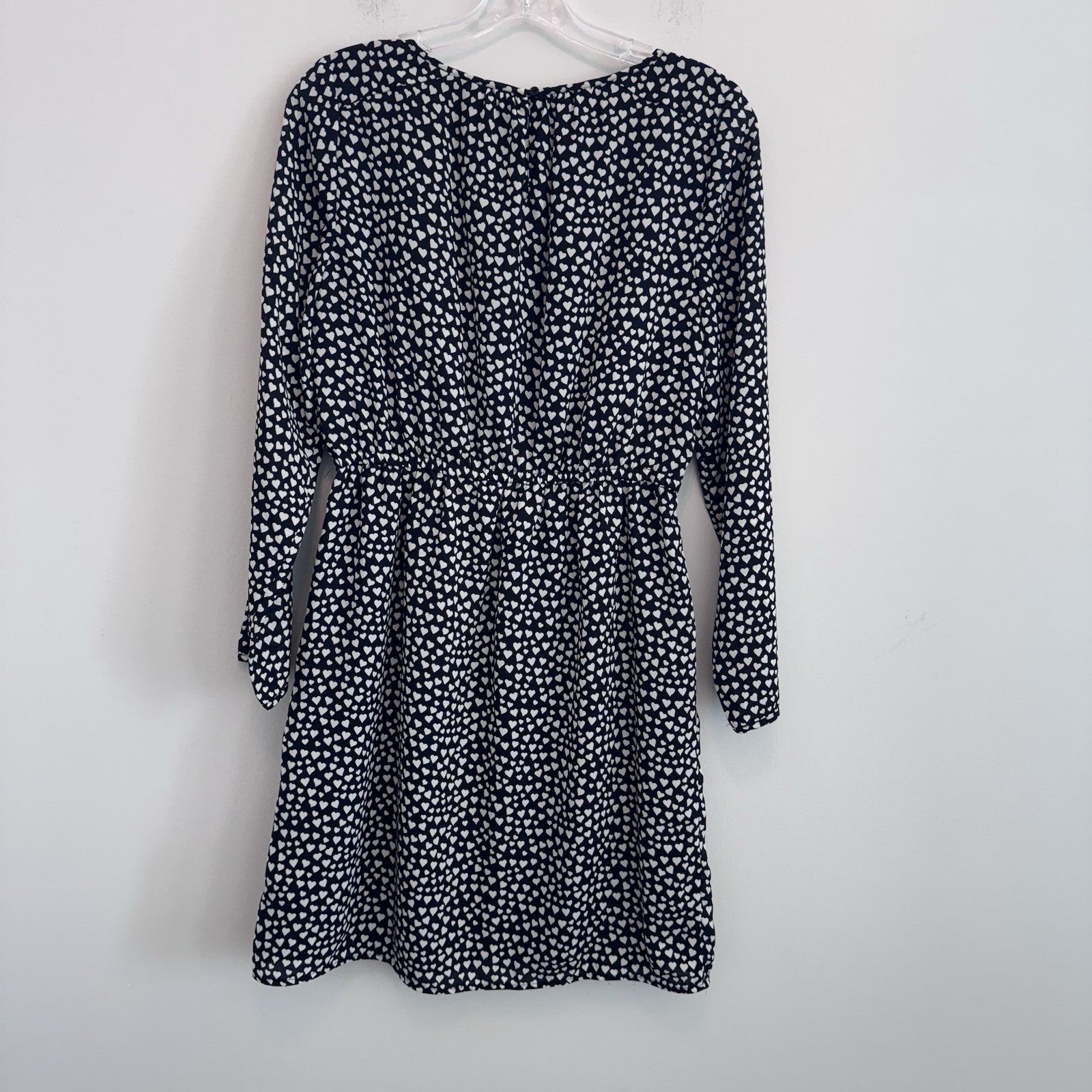 J.Crew Mercantile Heart Print Dress Women’s Size 4 Black White Long Sleeve