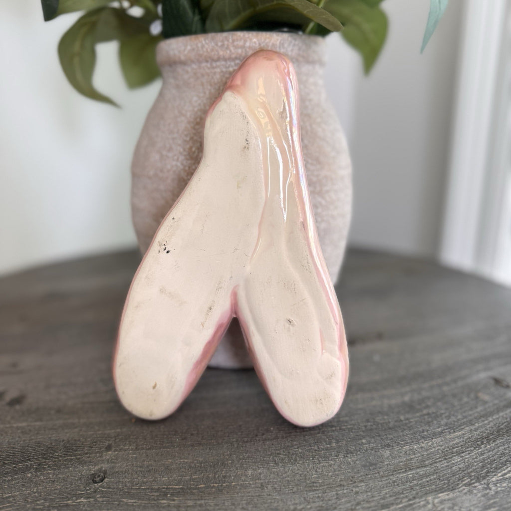 Vintage Iridescent Pink Ballet Slipper Ceramic Dish Pierrot Mime Harlequin Bow