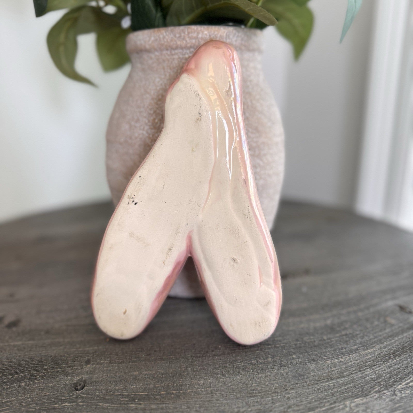 Vintage Iridescent Pink Ballet Slipper Ceramic Dish Pierrot Mime Harlequin Bow