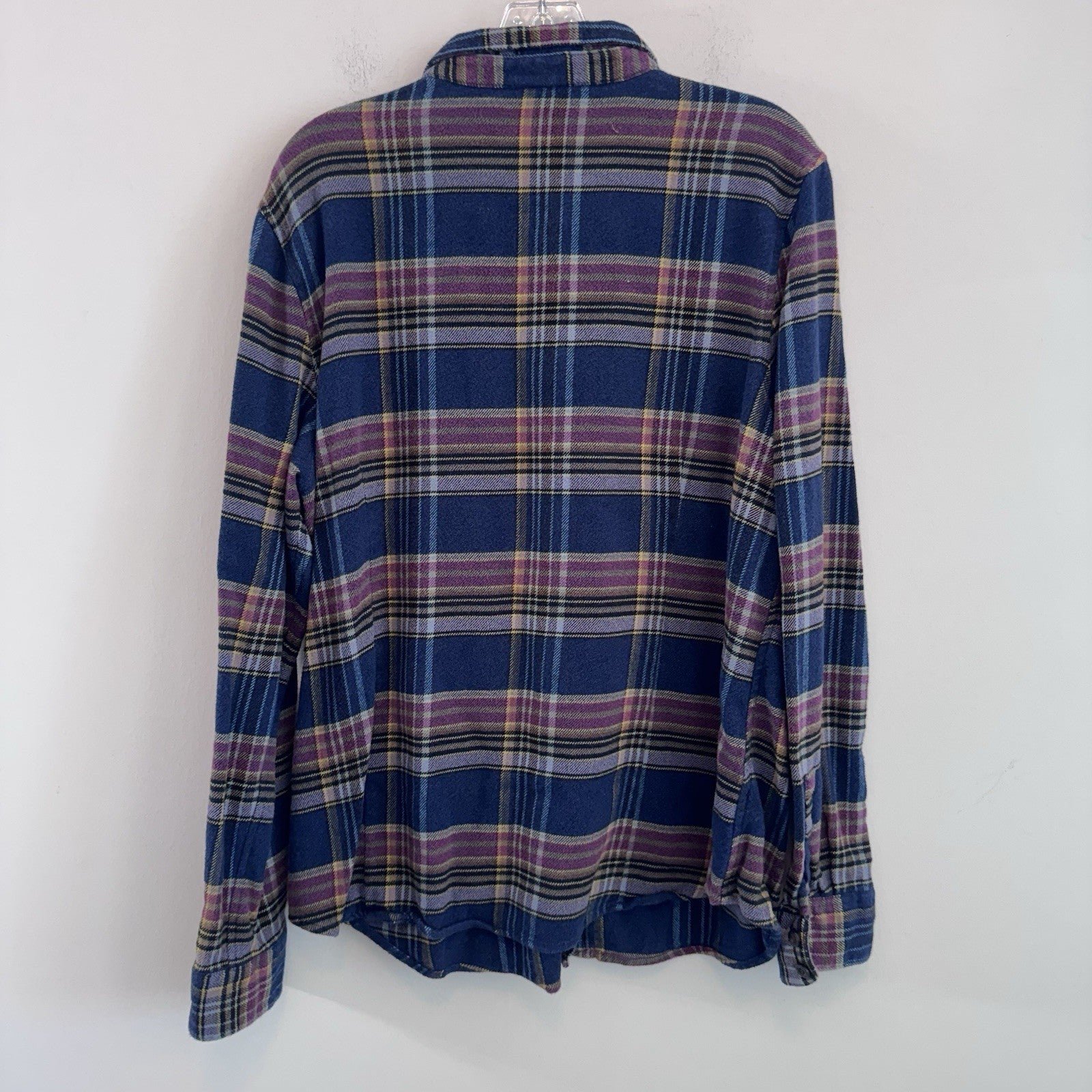 Patagonia Organic Cotton Flannel Shirt Mens XL Blue Plaid Button Up