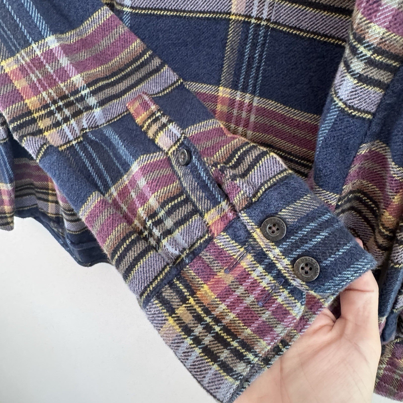 Patagonia Organic Cotton Flannel Shirt Mens XL Blue Plaid Button Up