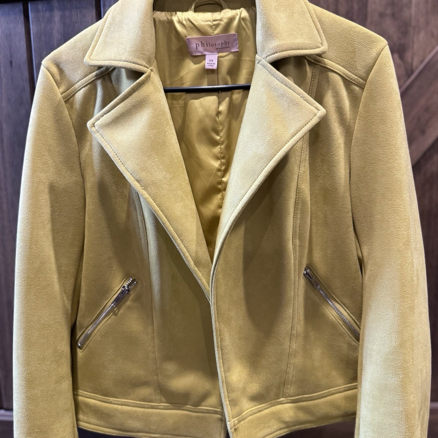 Philosophy Jacket Women's  Faux Suede Moto Blazer S Zippers Size Small