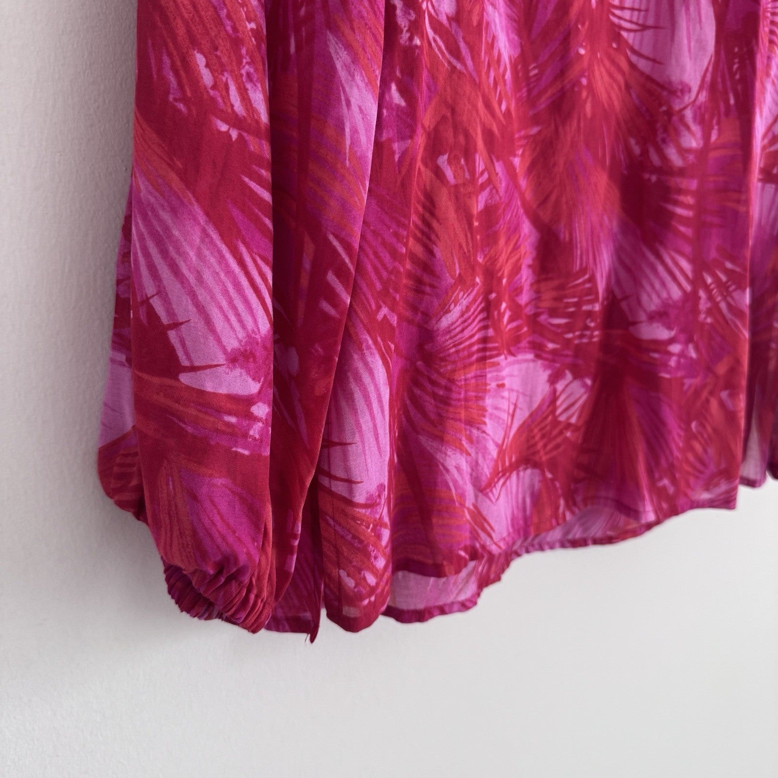 INC Jungle Print Blouse Size 6 Pink Sheer Button Front NWT