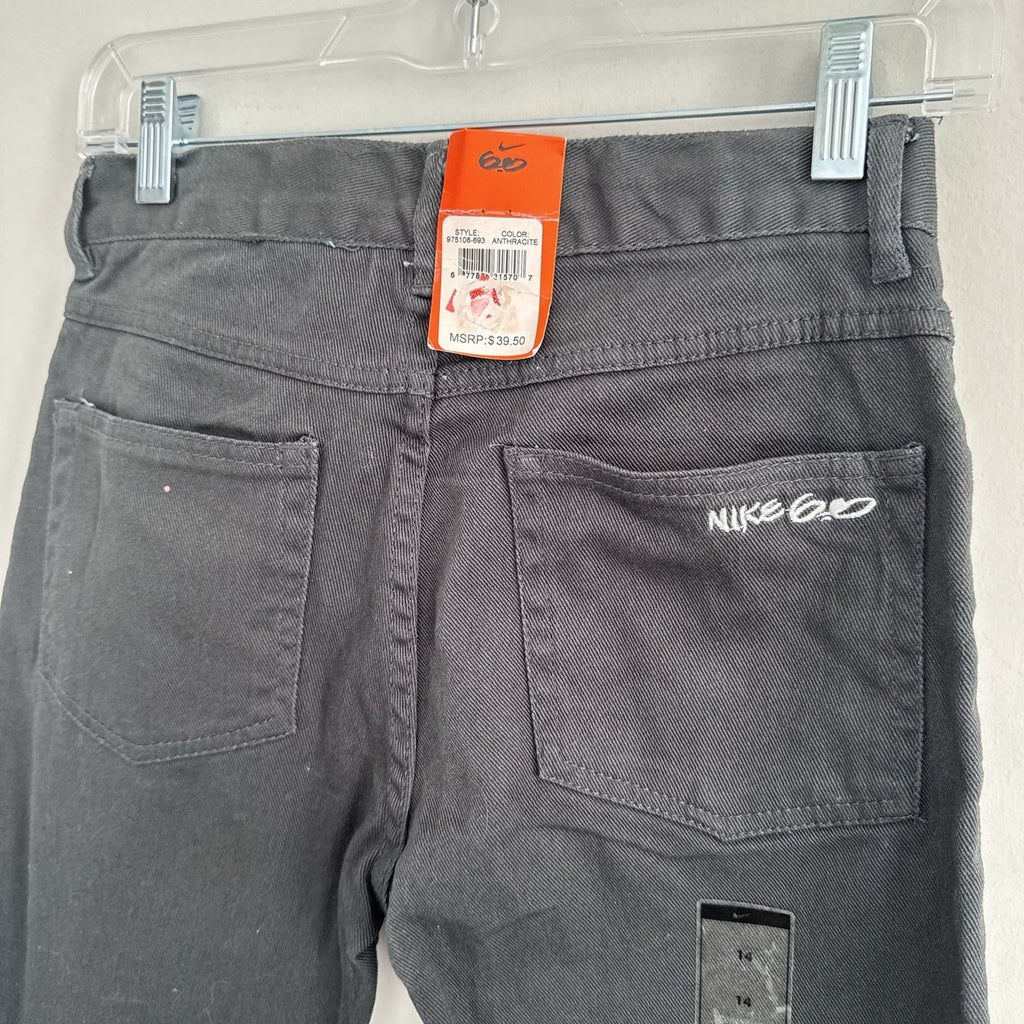 Nike 6.0 Boys Anthracite Jeans Size 14 Slim Fit Stretch NWT