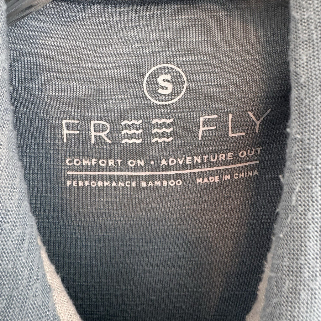 Free Fly Bamboo Performance Polo Shirt Men’s Small Blue Heathered Pocket
