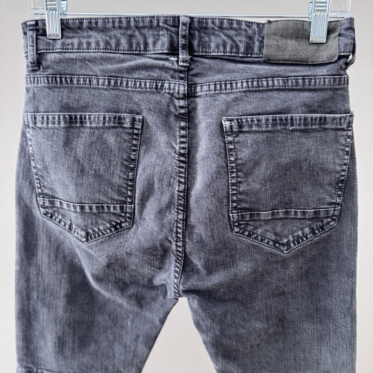 Zara Man Moto Jeans Size 38 (US 30) – Biker Slim Fit Distressed Gray Denim