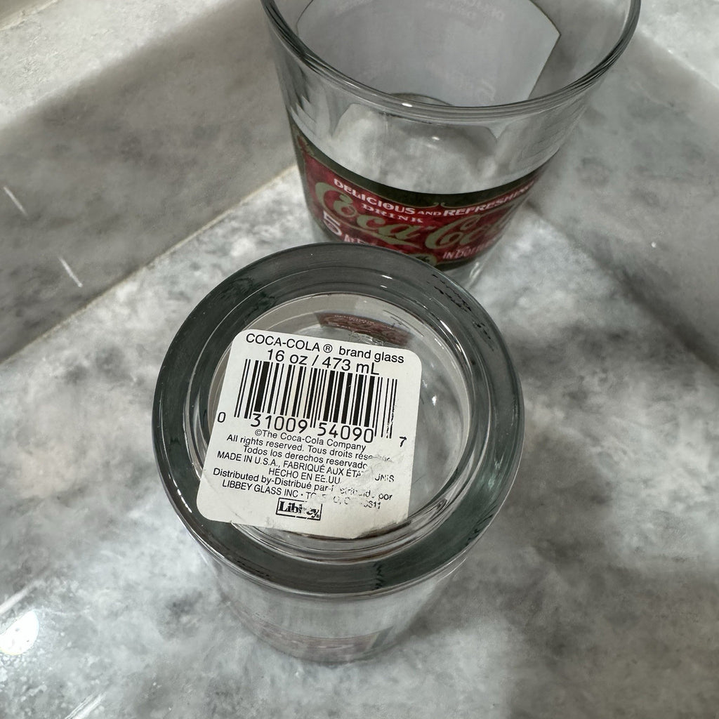 Set Of 2 Coca Cola Drinking Glasses 16 OZ. Vintage Collection.  1886-1929 RARE