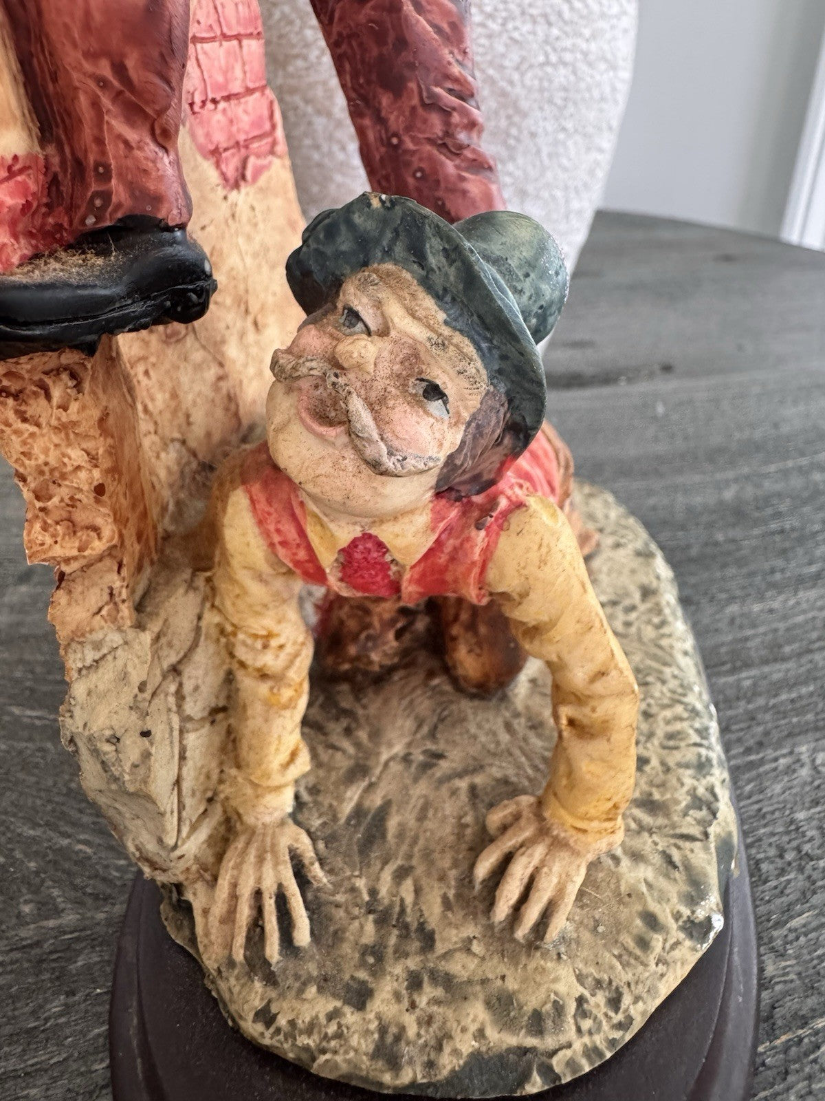 Misubanti Collection Hobo Tramp Figurine Climbing Window Wood Base Vintage