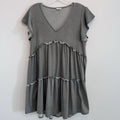 Peach Love Gray Babydoll Dress Womens M Boho Oversized Ruffle