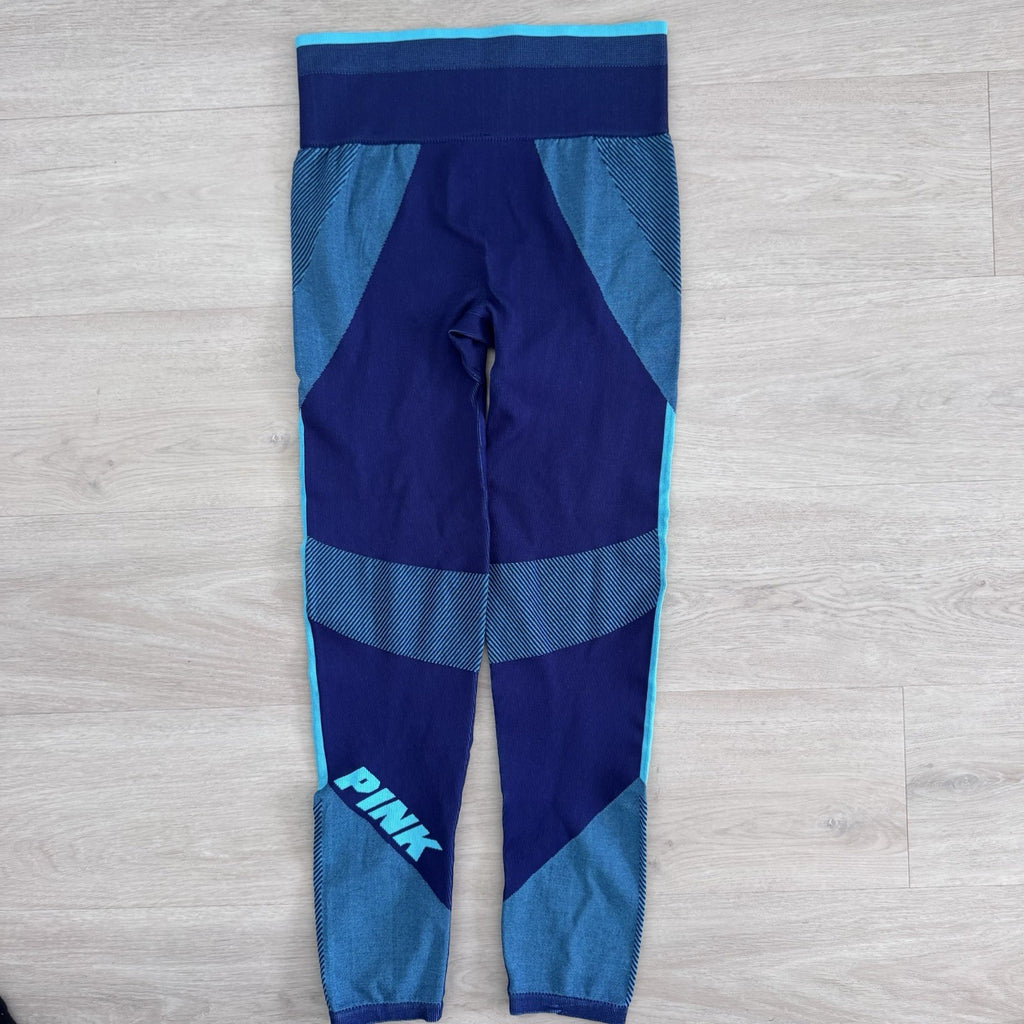 PINK Victoria’s Secret Blue Colorblock Leggings Small Y2K Seamless