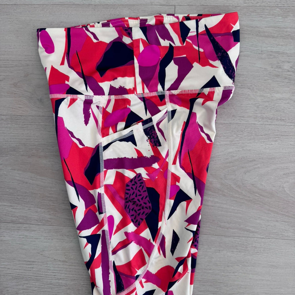 JDow Fitness Leggings Womens Small Pink Purple Abstract Athletic Workout Pants