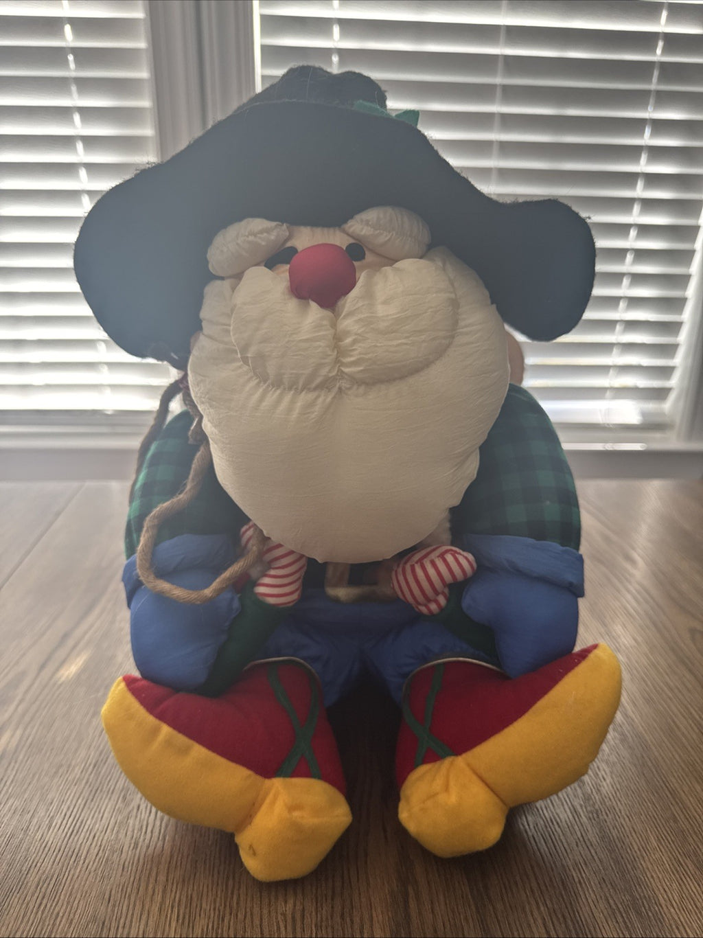 Vintage Santa Claus Nylon Parachute Cowboy Plush Stuffed International Silver Co
