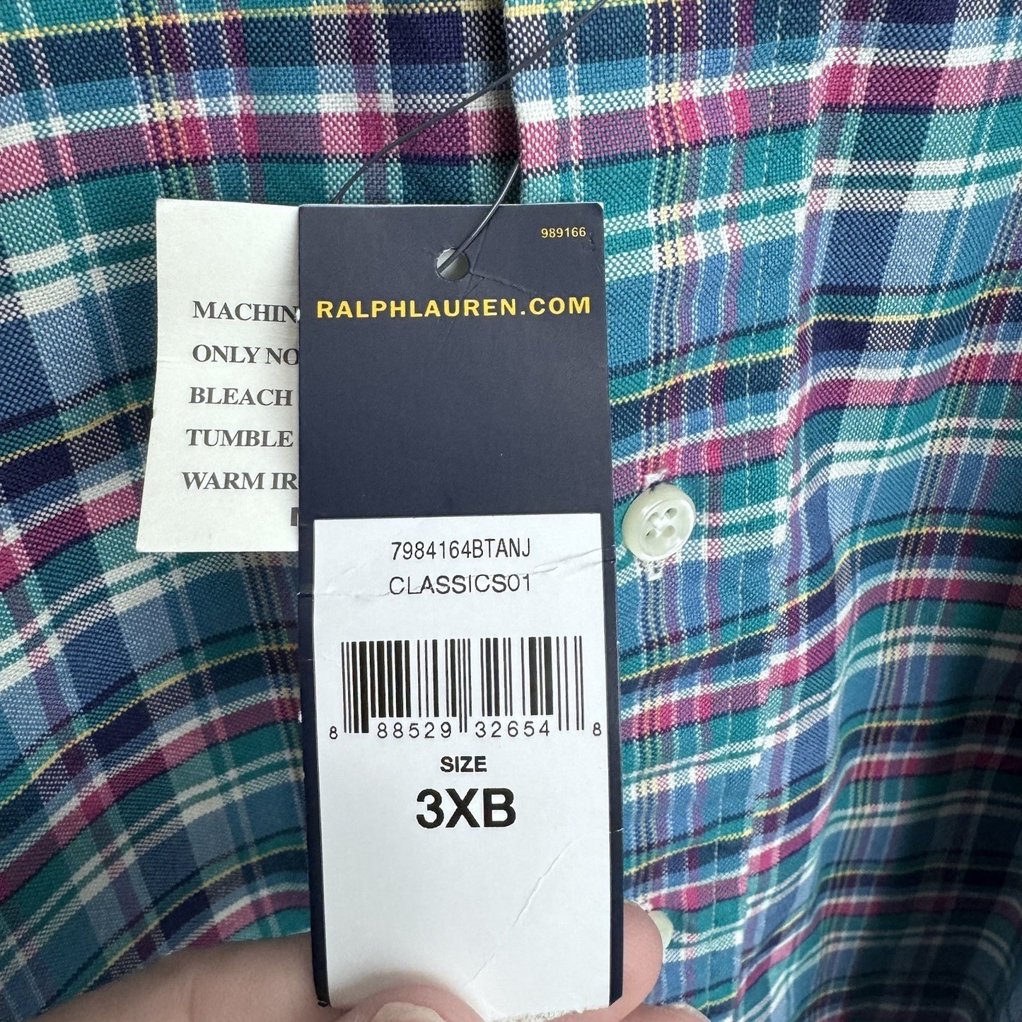 Ralph Lauren Classic Fit Plaid Button Down Shirt 3XB Big 100% Cotton NWT