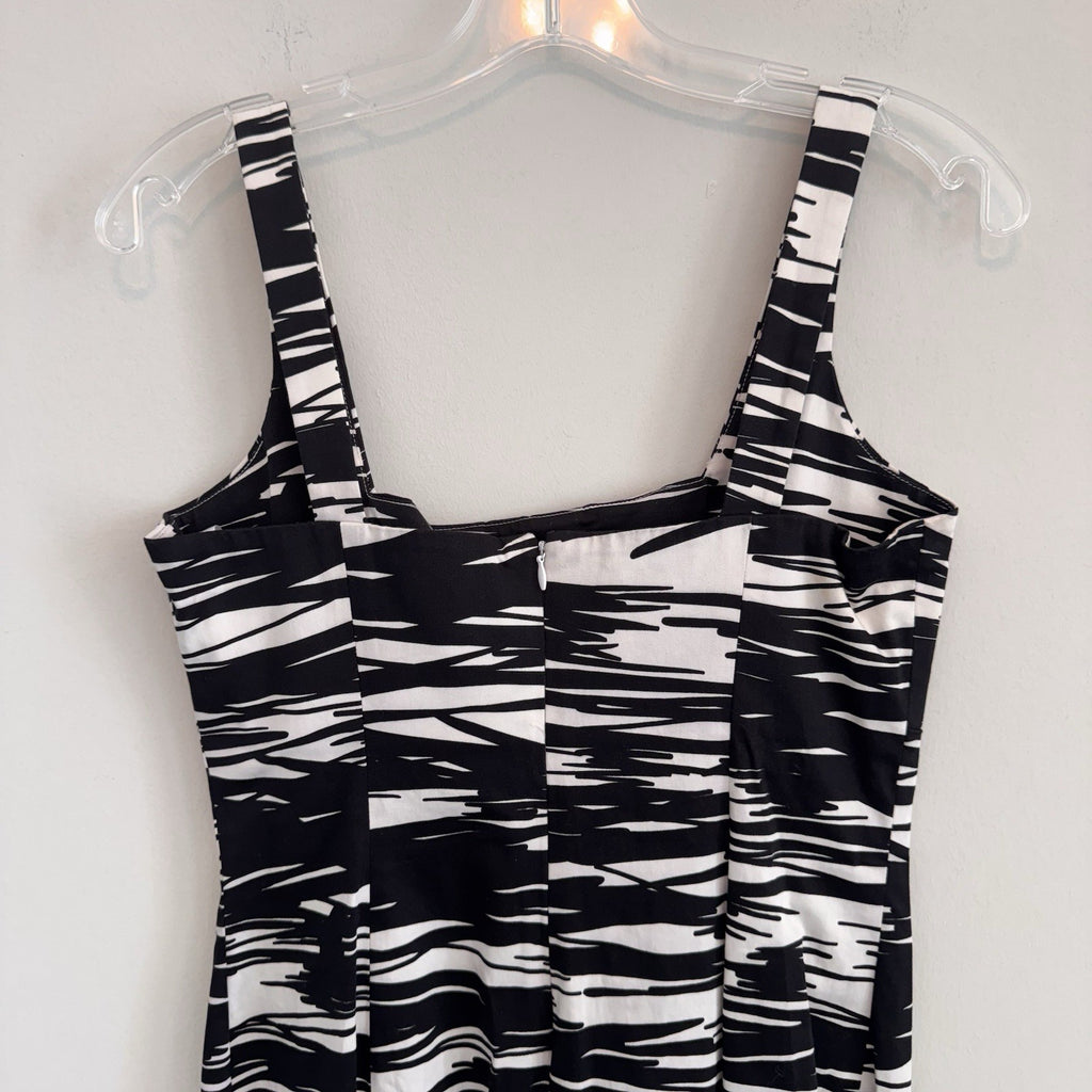 Calvin Klein Women 6 Sheath Dress Abstract Black White Brushstroke Cotton