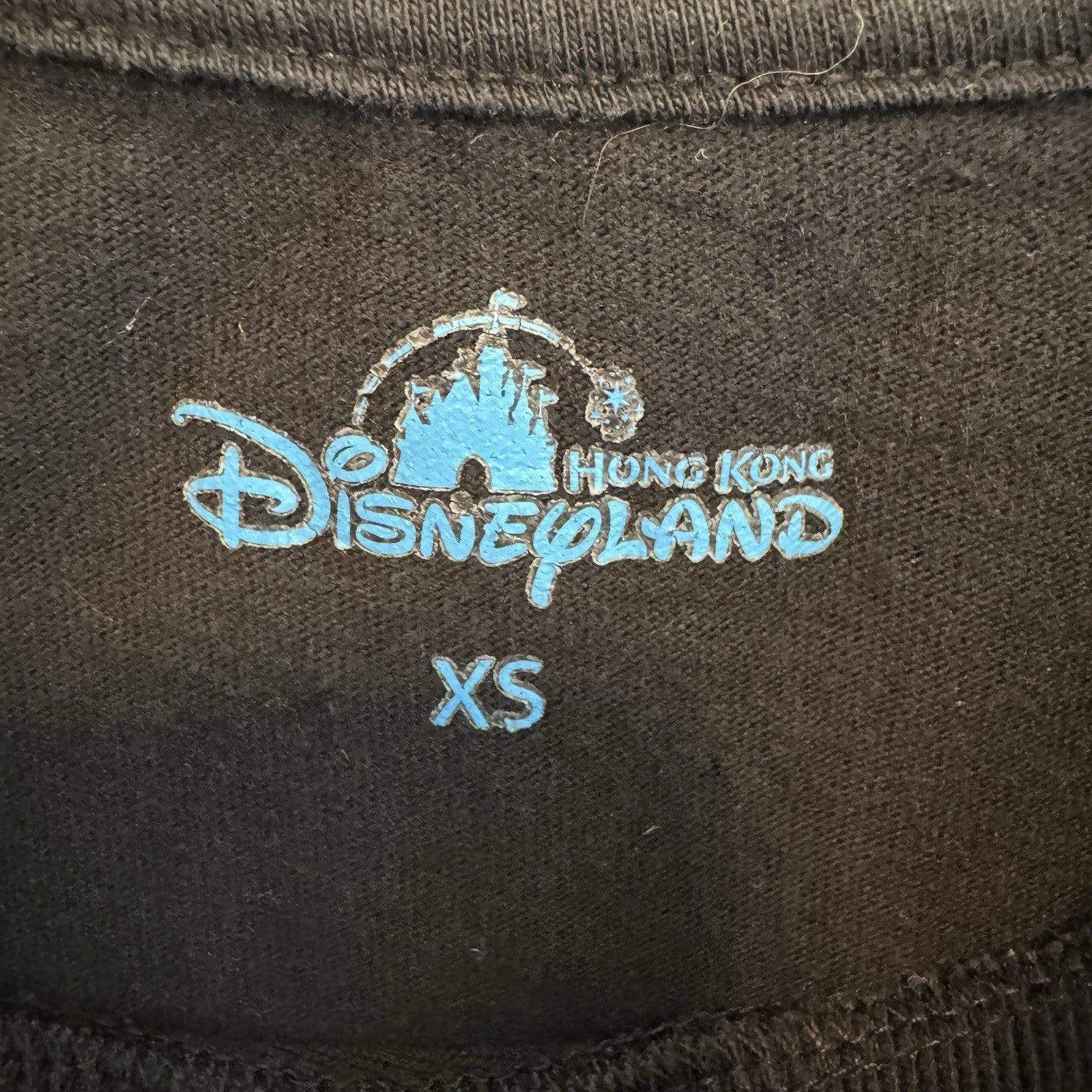 Hong Kong Disneyland Castle Fireworks Kids XS Black Graphic T-Shirt Disney Rare