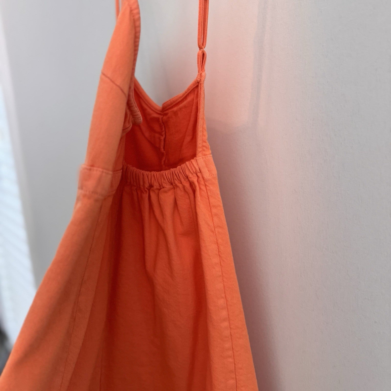 American Eagle Orange Denim Fit & Flare Dress Medium M Sundress Criss Cross Back