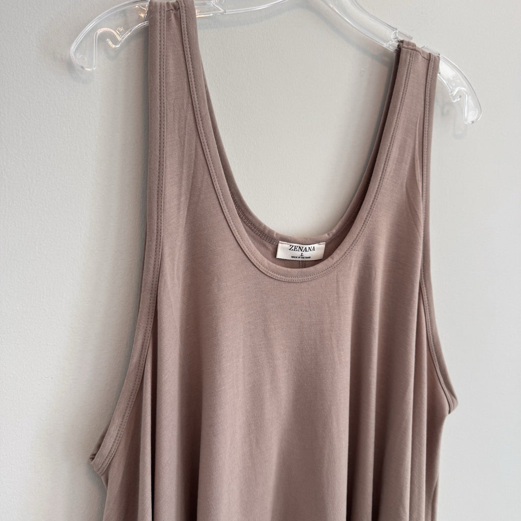 Zenana Flowy Tank Top L Mauve Pink Asymmetrical Boho Tunic Boutique NWT Women’s