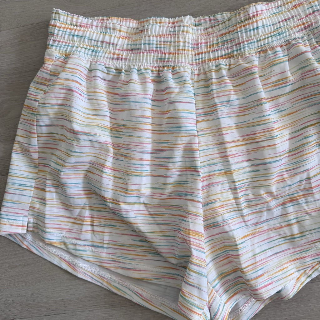 DSG Girls XL 16 Stride Shorts Multicolor Stripe Built In Brief NWT