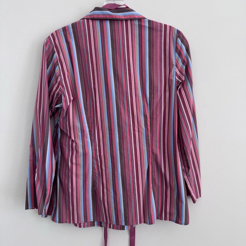 Motherhood Maternity Women’s Y2K Striped Tie Front Blouse Pink S