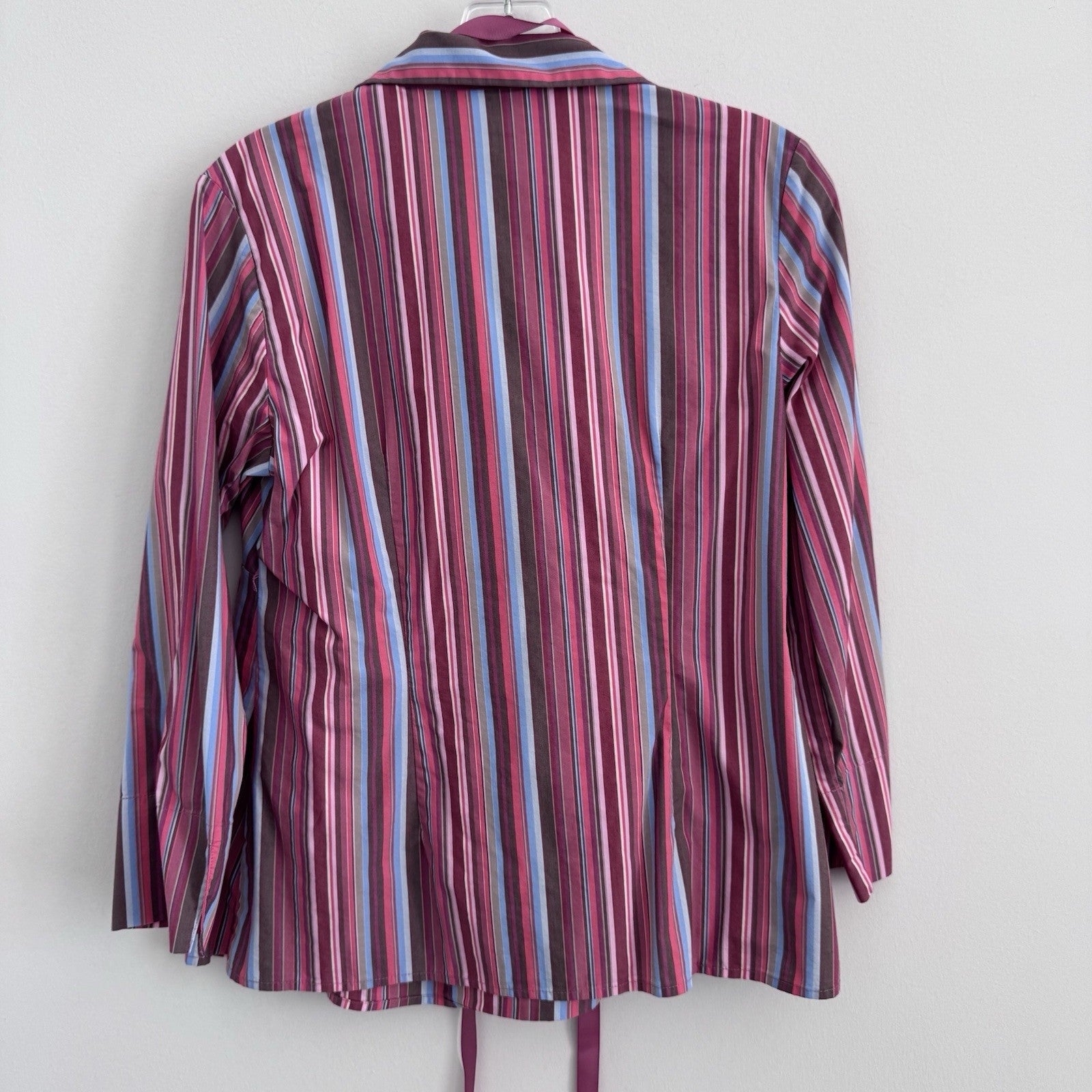 Motherhood Maternity Women’s Y2K Striped Tie Front Blouse Pink S
