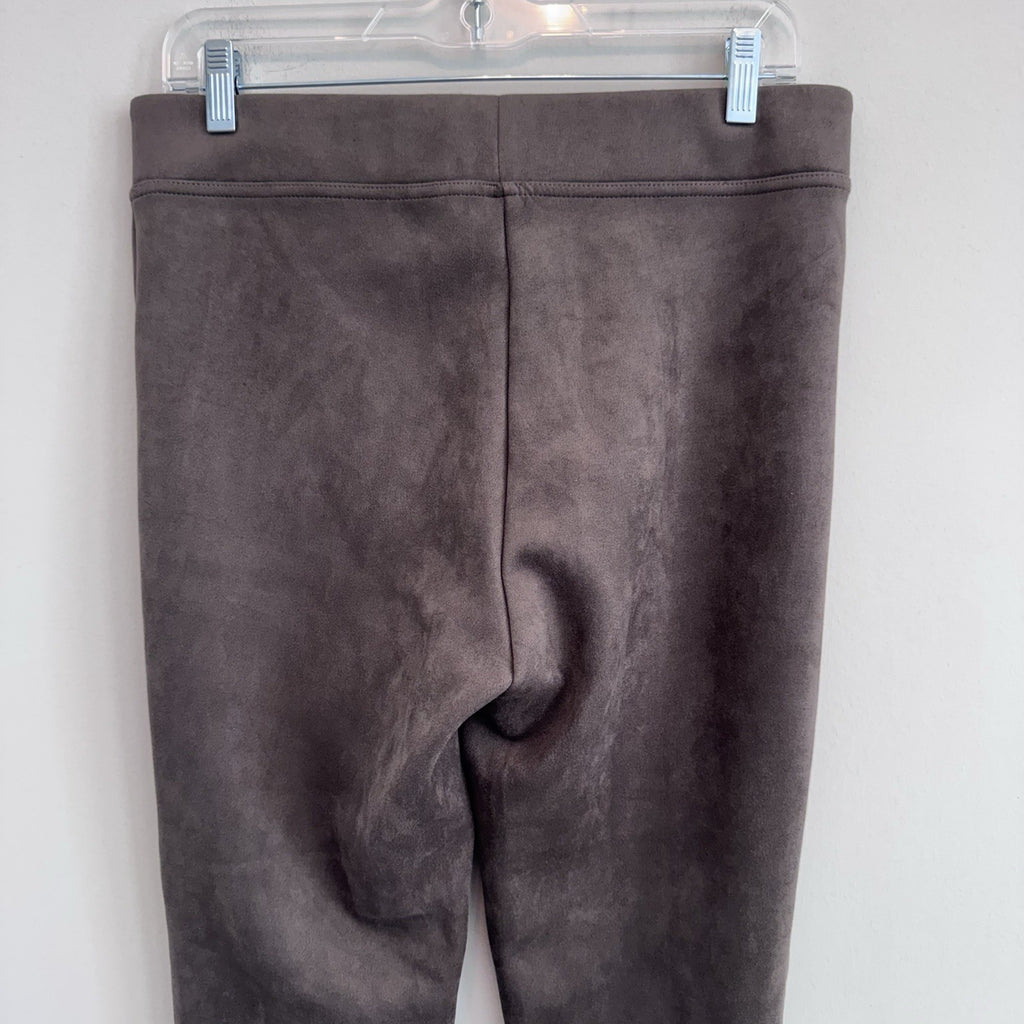 Andrew Marc Faux Suede Leggings Grey High Rise Slim Fit Stretch Pants Women's M