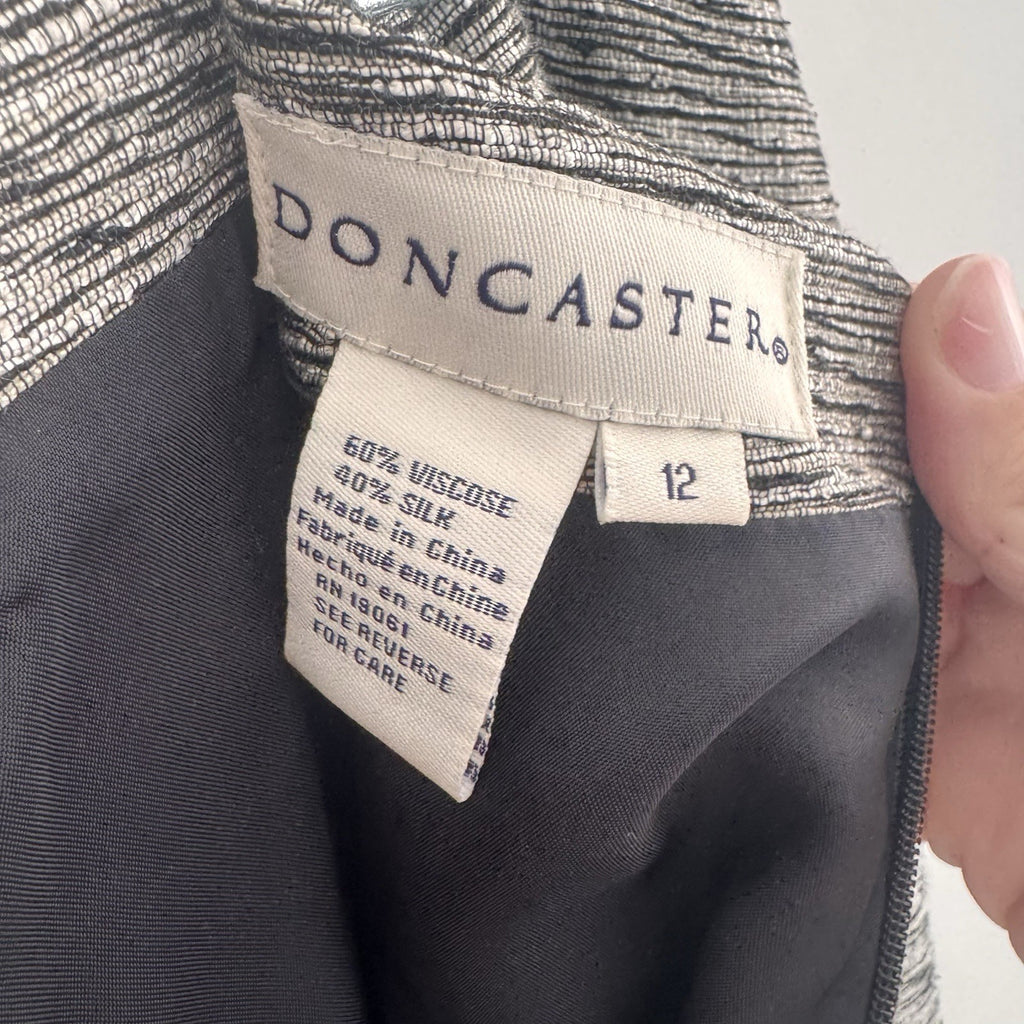 Doncaster Silk Blend Pencil Skirt Size 12 Black Gray Career Office NWT Women’s