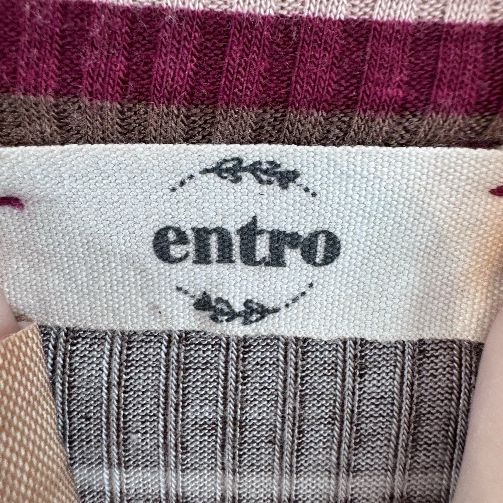 Entro Striped Tie Front Dress Women’s Large Ribbed Burgundy Boho Boutique Dress