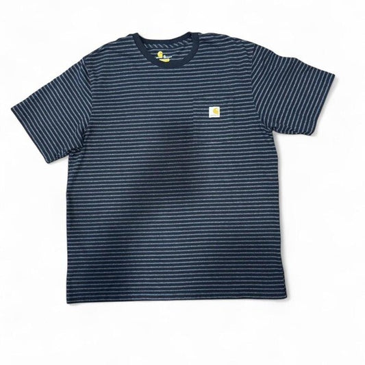 Carhartt Original Fit Striped Tee XL – Black/Grey Pocket T-Shirt