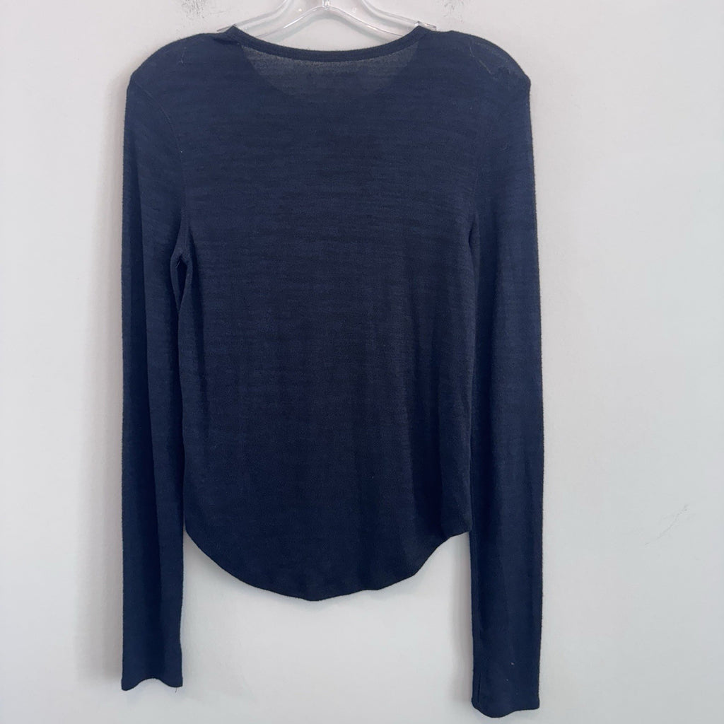 Abercrombie & Fitch Soft A&F Cozy Black Blue Long Sleeve Top Size Small