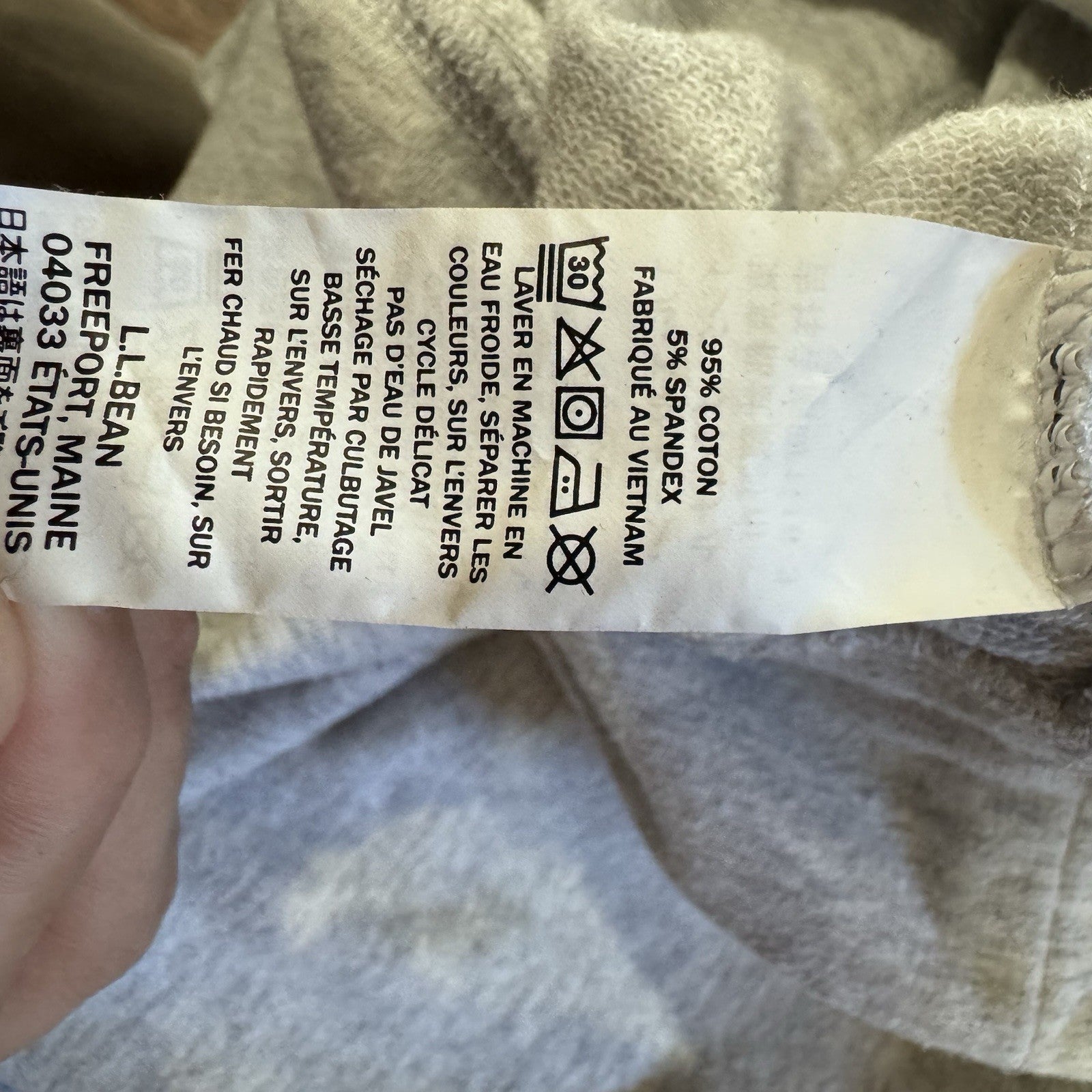 LL Bean Sweatshirt Womens M Gray Marl Cozy Pullover Cowl Neck Pocket Long Sleeve