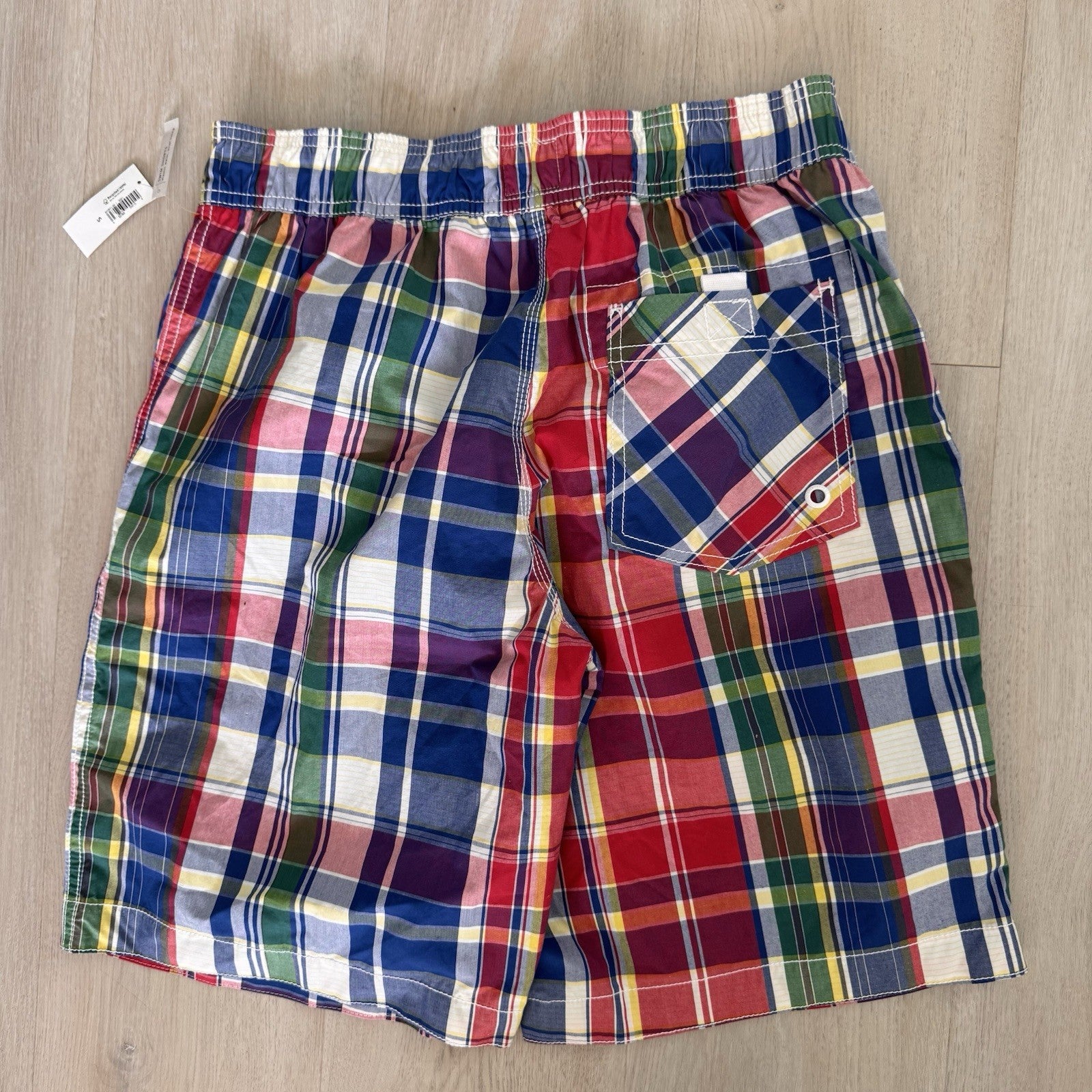 Old Navy Men’s Small Swim Trunks NWT Rainbow Plaid Madras Mesh Lined 2011