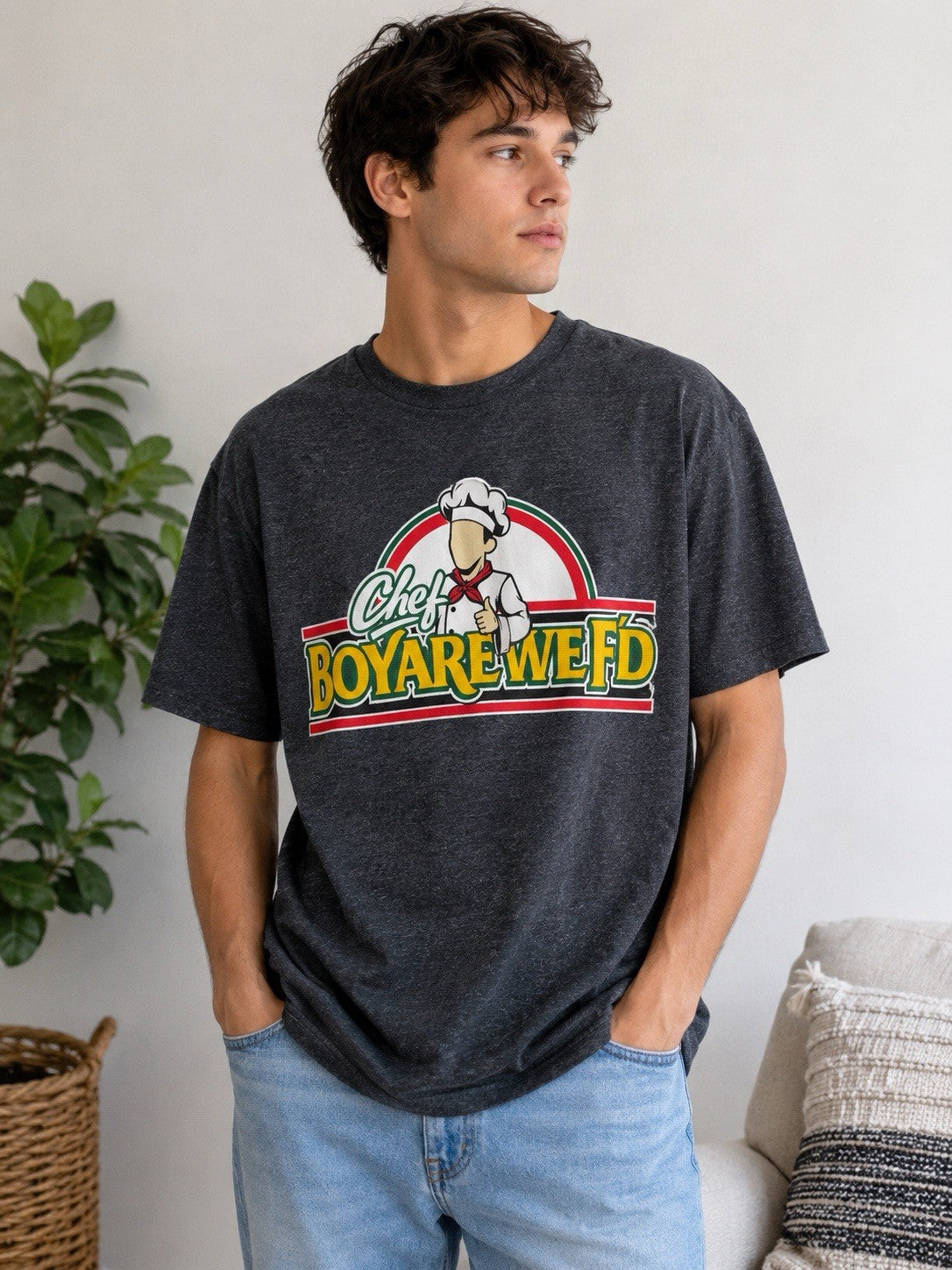 Chef Boyarewefd Funny Parody Graphic T-Shirt 2XL Dark Heather