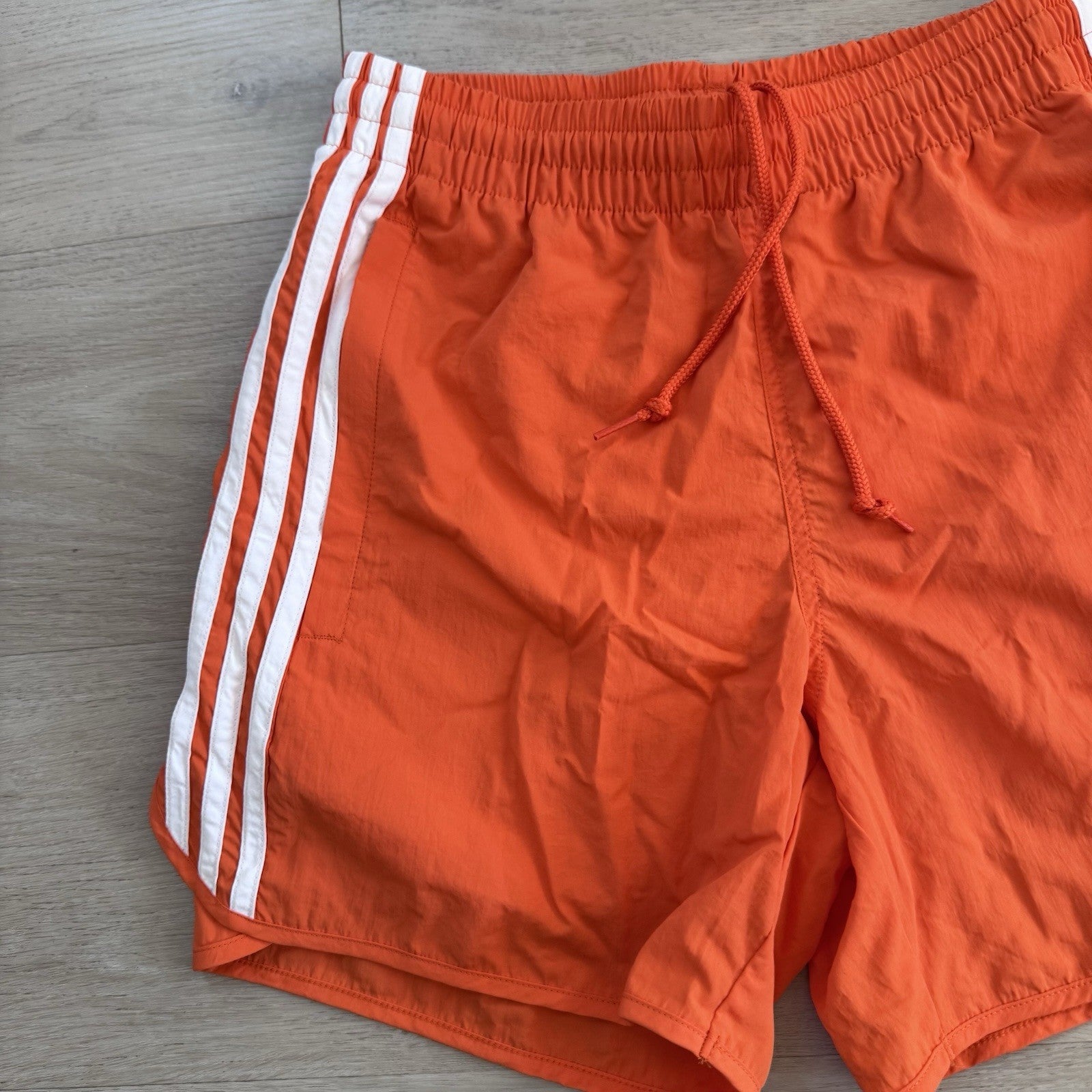NWT Adidas Originals Orange 3-Stripe Shorts XS Drawstring  Retro Tennessee