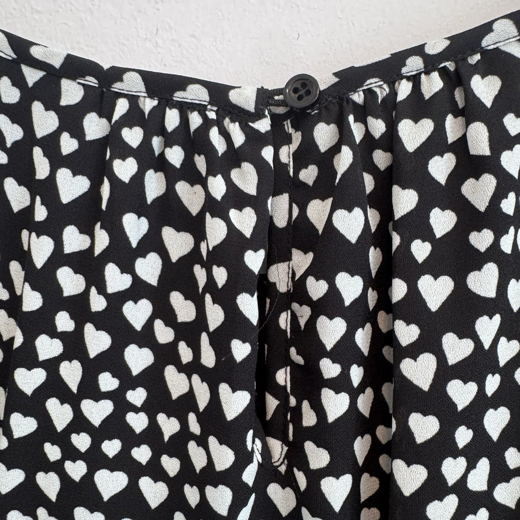 J.Crew Mercantile Heart Print Dress Women’s Size 4 Black White Long Sleeve