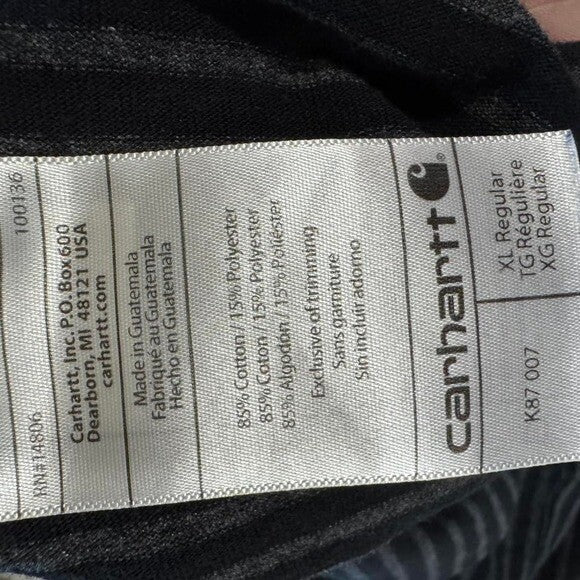 Carhartt Original Fit Striped Tee XL – Black/Grey Pocket T-Shirt