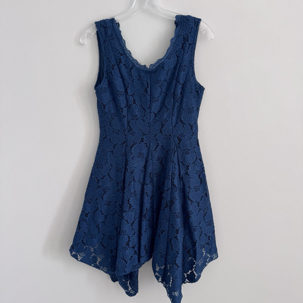 Altar’d State Lace Dress S Blue Handkerchief Hem Sleeveless