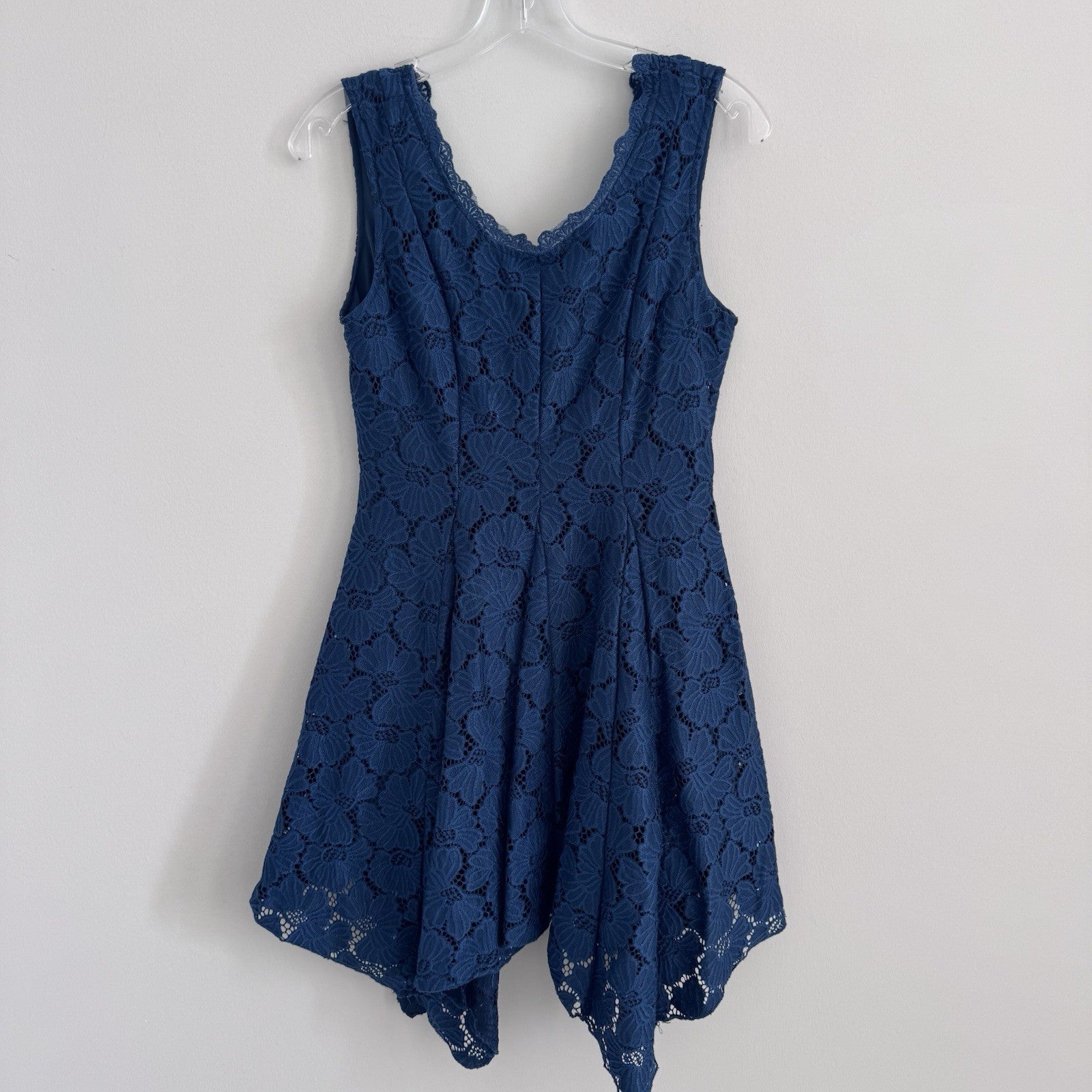 Altar’d State Lace Dress S Blue Handkerchief Hem Sleeveless