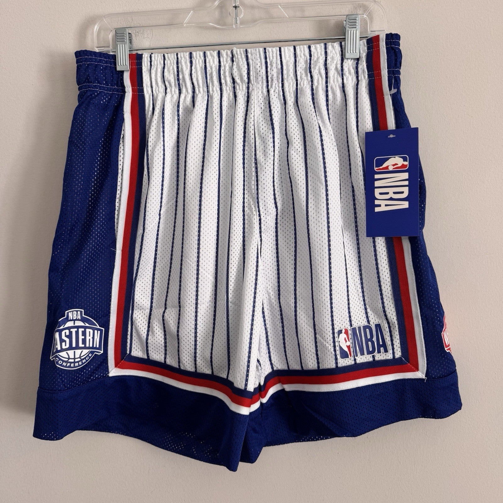 NBA Eastern Western Conference Medium Basketball Shorts White Blue Men’s NWT