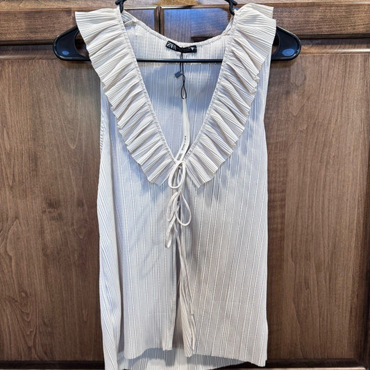 Zara Blouse Size Medium Light Gray New